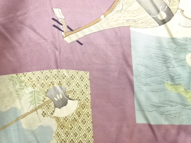 アンティーク　和楽器・斧模様肩裏一ツ紋羽織